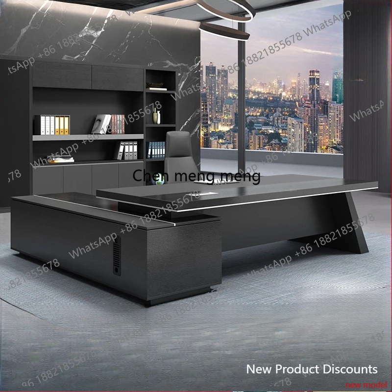 L6080 Workstation Large Storage Office Desk Work Chair Set Executive Reception Organizer Table Study L Shaped Escritorio Furnitu