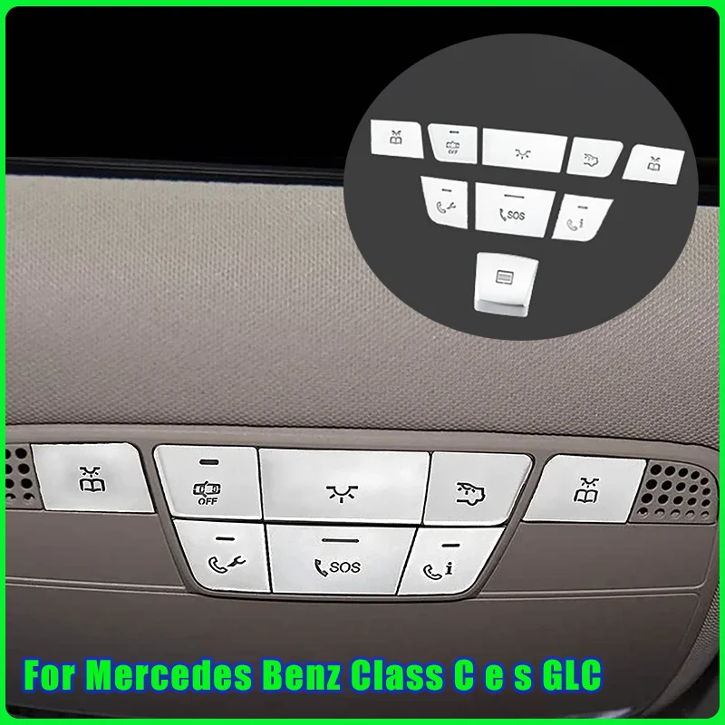 

Автомобильные кнопки в стиле автомобиля, кнопки для чтения на крыше для Mercedes Benz Class C e s GLC W205 W213 W22 X253, аксессуары для интерьера