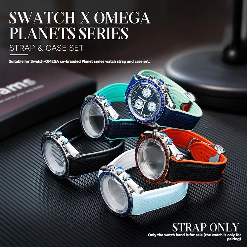 For Omega Swatch Planetary Strap Omega SWATCH Upgraded 316L Stainless Steel Case Shell Silicone Rubber Men's Watch Accessories
