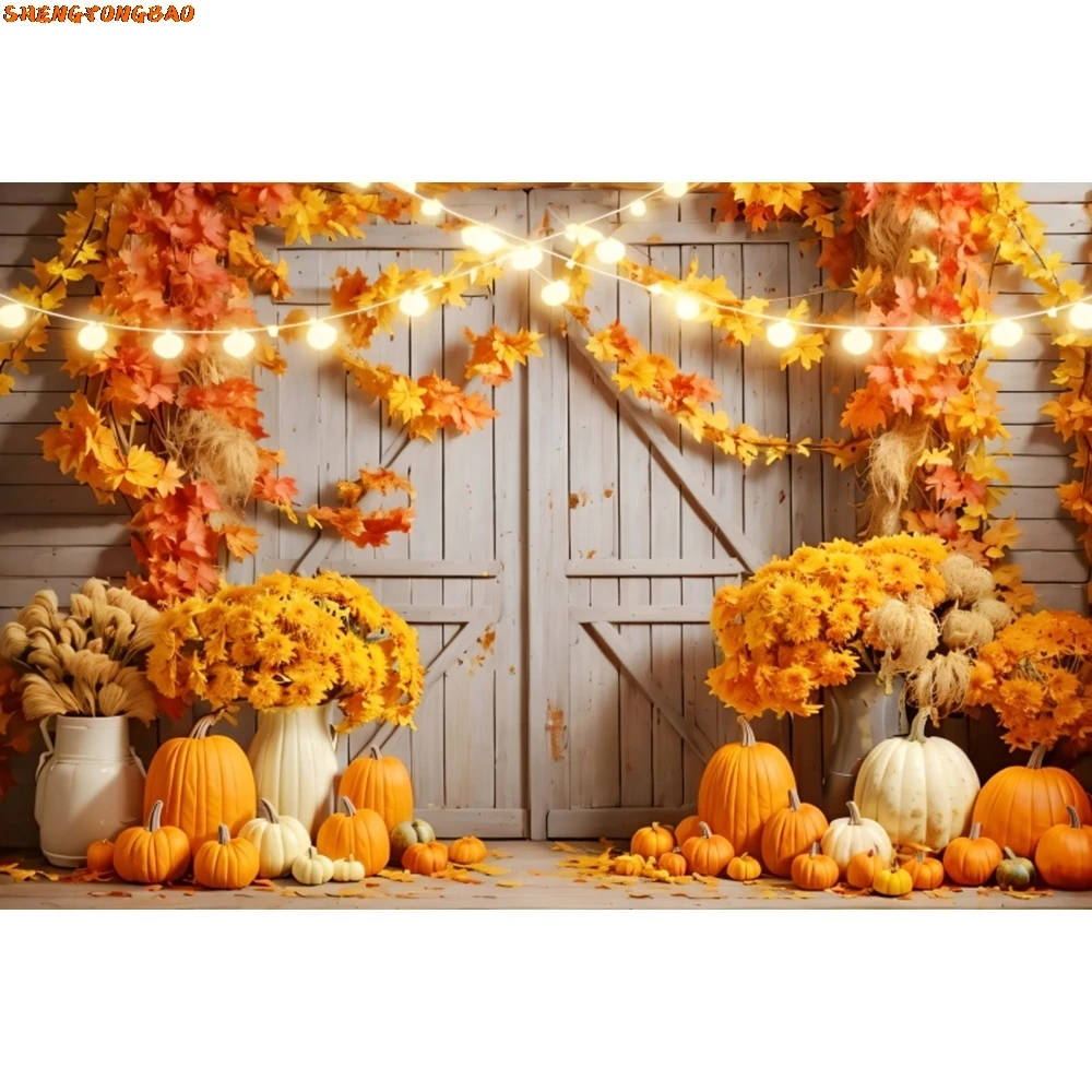 Toile de fond de Thanksgiving d'automne pour la photographie, fond de récolte d'automne, décor de fête d'anniversaire de douche de bébé, studio photo de Aliments d'érable
