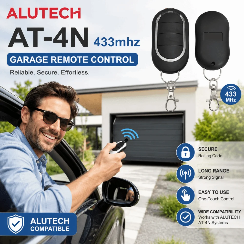 433MHz Gate Remote for Alutech AT-4N Rolling Code 4 Buttons Garage Door Opener Command Learning Code Garage Door Remote Control