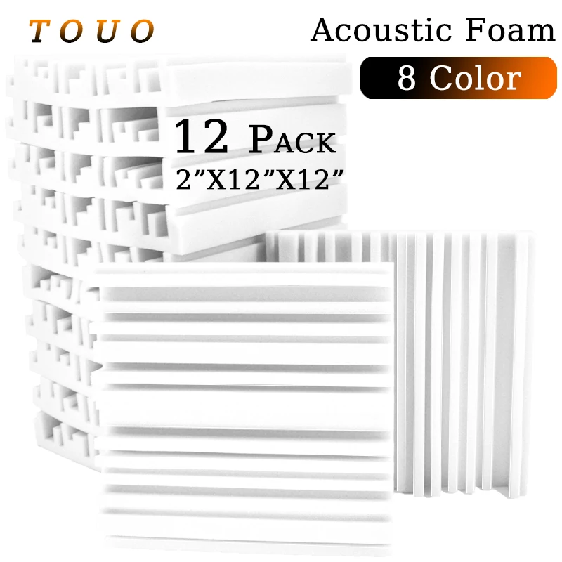 

TOUO Wall Noise Insulation 12 Pack Studio Soundproofing Fire Resistant Panel Recoding Room Acoustic Foam Sound Proof Wall