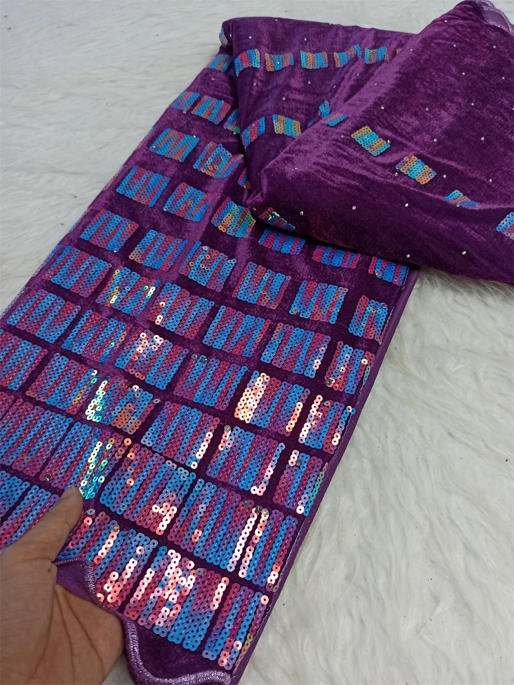 

African Nigerian High-Quality Lace Fabric for Sewing Velvet Sequins Embroidered for Party Dresses Cord Guipure Weddings JH0080