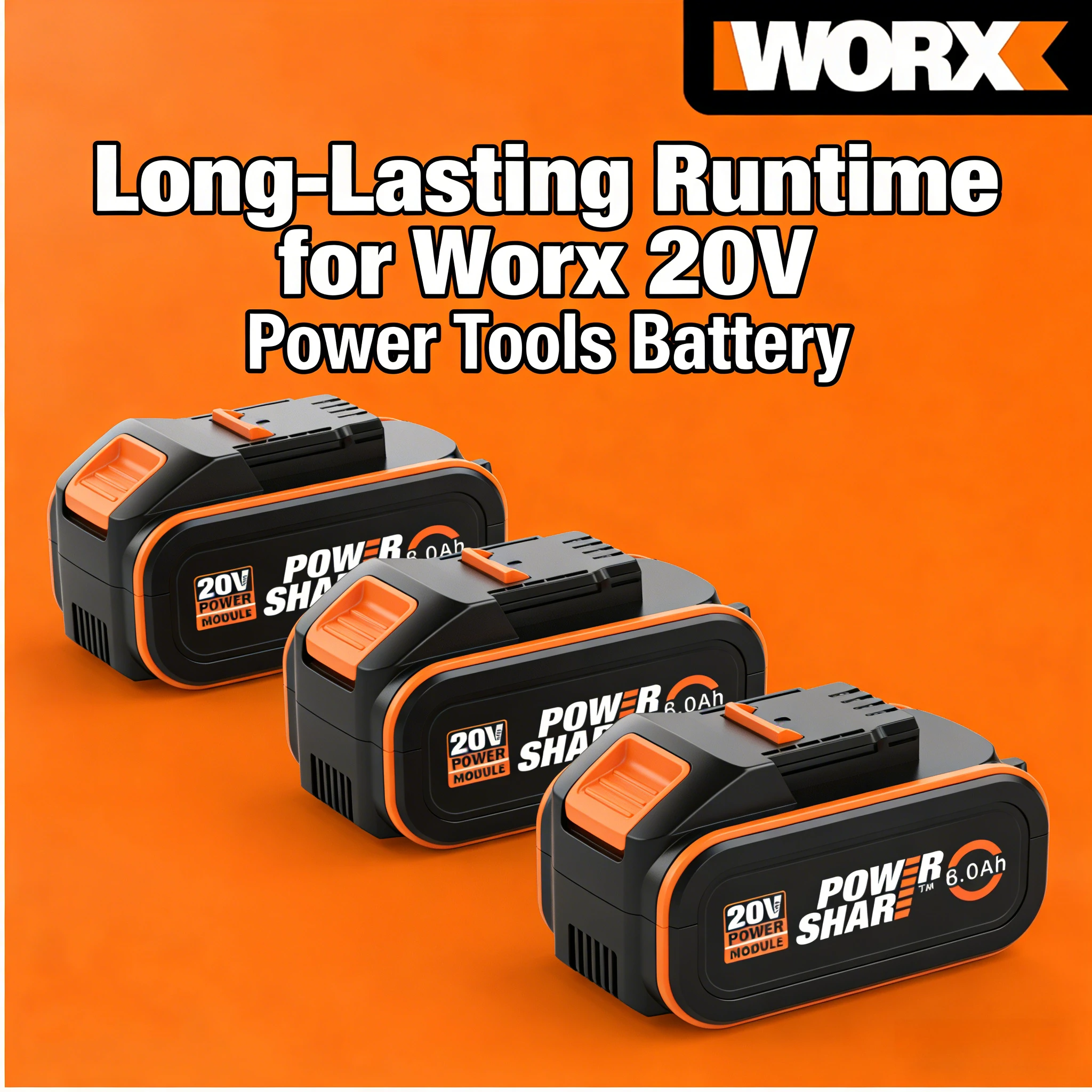 100% Worx 8.0Ah power tool battery, 6000mAh battery life is strong. Compatible with various models: WA3553, WA3551.1, WA3578
