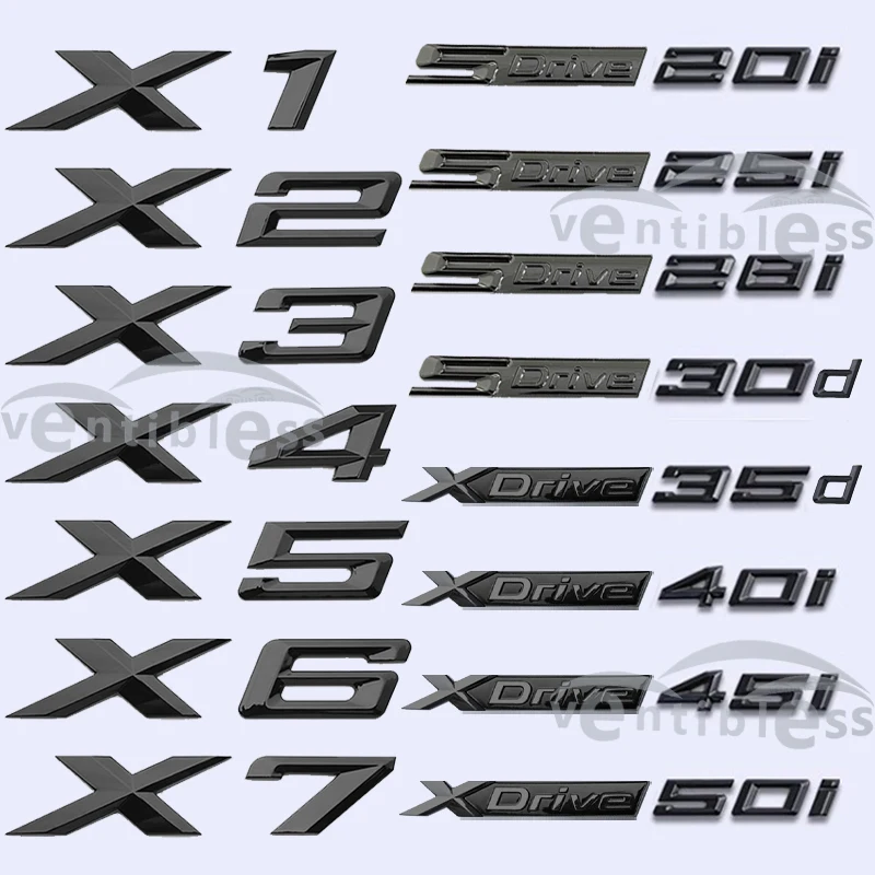 Glossy black Car Trunk Badge Sticker For THE X1 X2 X3 X4 X5 X6 X7 E84 F48 E83 G01 F25 F26 G02 E53 F15 E70 E71 F16 new Emblem