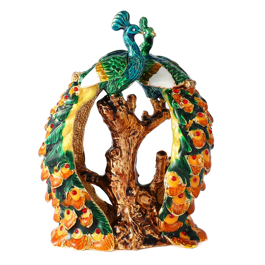 QIFU Beautiful Double Peacock Box to Store Small Jewelry
