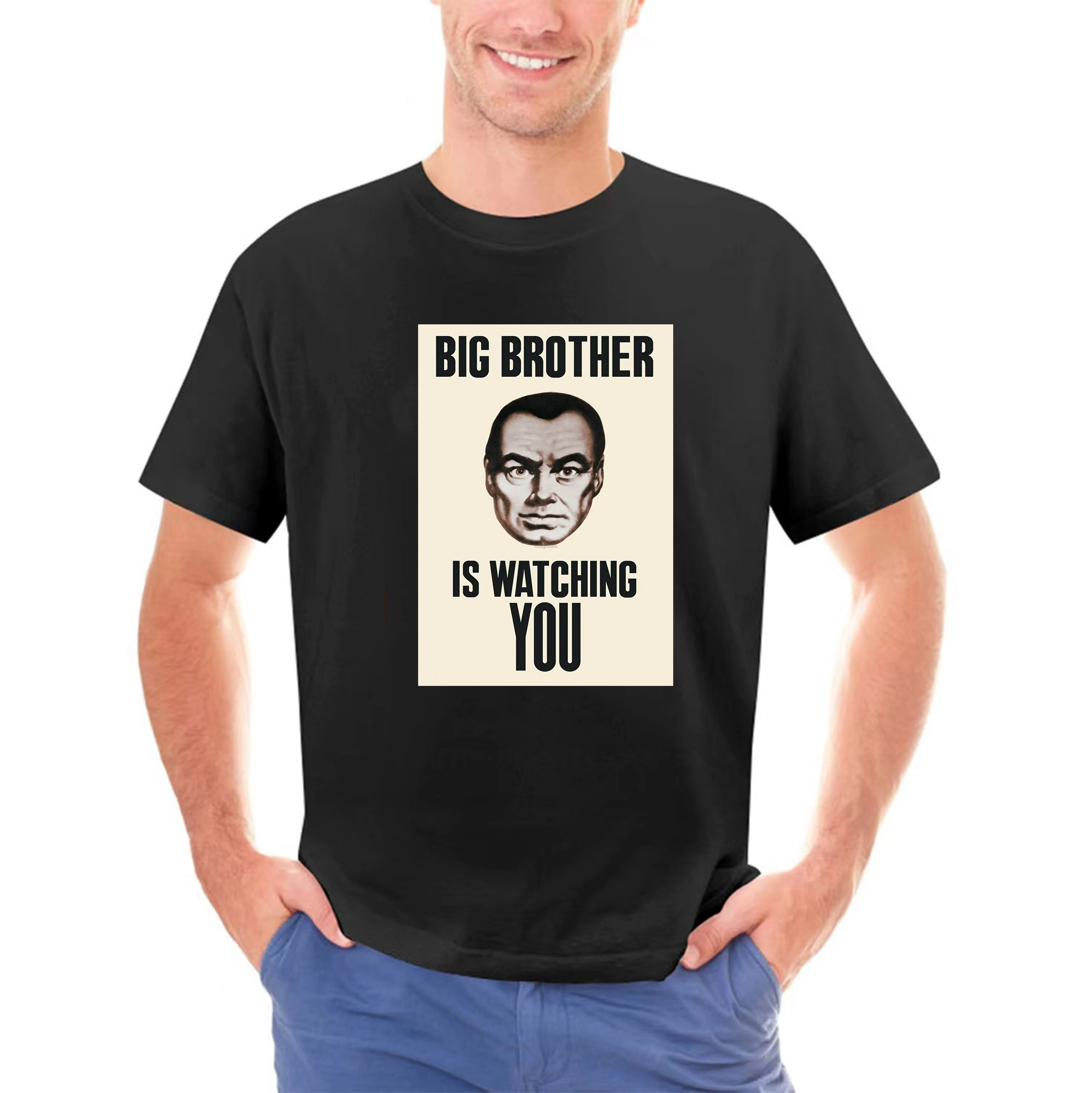 1984   Nineteen Eighty Four   George Orwell T Shirt ( Big Brother Is Watching You)   White Shirt