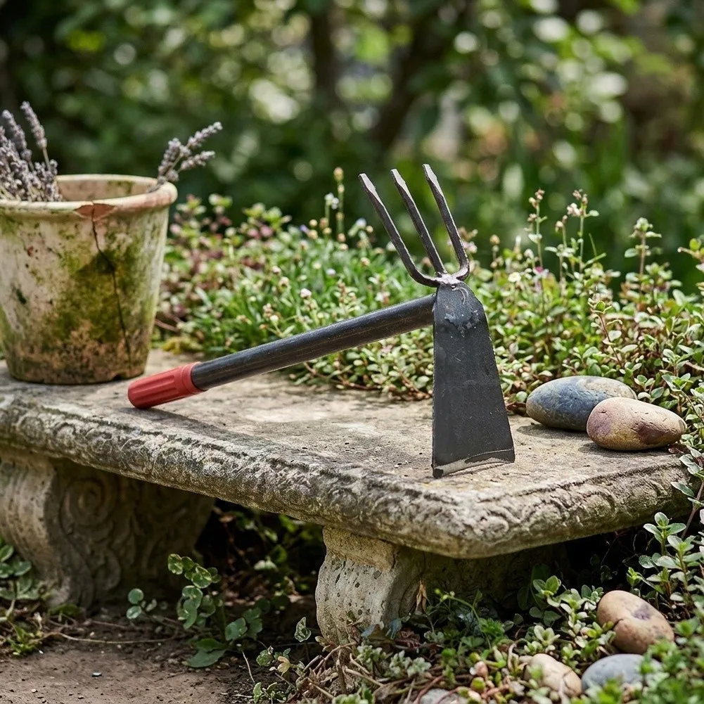 Carbon Steel Double Head Hoe and Cultivator For Combo Set with Ergonomic Handle for Soil Loosening and Weeding