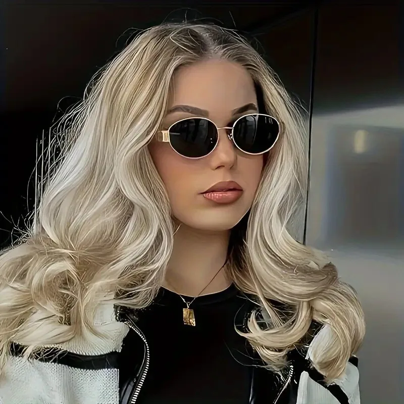 Modische Damenbrille mit ovalem Metallrahmen, geeignet zum Fahren und Reisen, modisches Accessoire