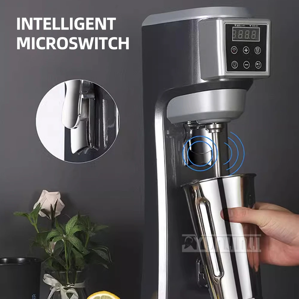 إصدار 2025 من آلة ميلك شيكر من الفولاذ المقاوم للصدأ، خلاط تجاري فردي مع خلاط وقت سرعة قابل للتعديل