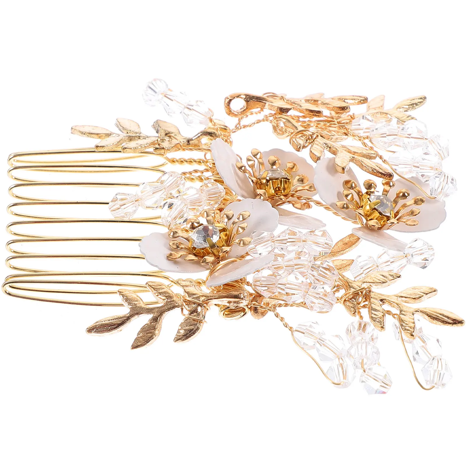 

Свадебная расческа для волос для женщин с золотым цветочным дизайном, сверкающими стразами, аксессуар для укладки волос невесты, эстетичный головной убор