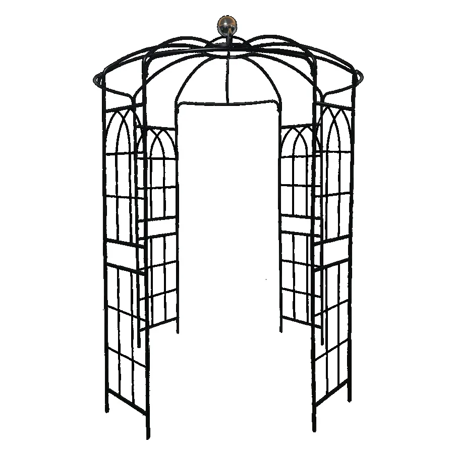 Gazebo Taman Besi Bentuk Sangkar Burung Diameter 81,3'' x Tinggi 114,2'' Pergola Paviliun untuk Upacara Pernikahan Luar Ruangan
