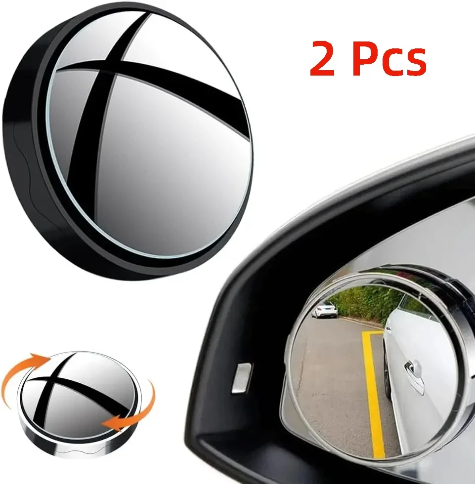 2Pcs 360Degree Adjustable Blind Spot Mirror Car Auxiliary Rearview Convex Mirror Round Frame Wide Angle Mirrors for Car Reverse
