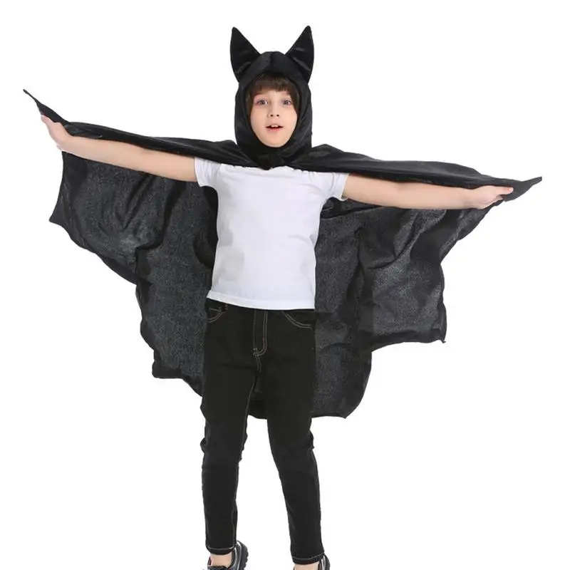 Cosplay Bat Wings Exquisite Hero Dress up for Halloween Black Cloak Wings Hooded Cape Kids Bat Vampire Wings for Kids