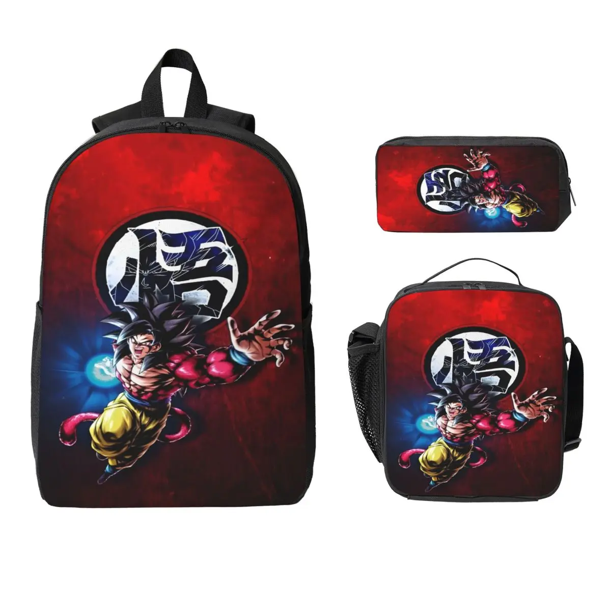 

3Pcs DragonBallZ merch Backpack Set for Kids Pencil Boxes Bookbag Sets with Lunch Box For School Students Daypack
