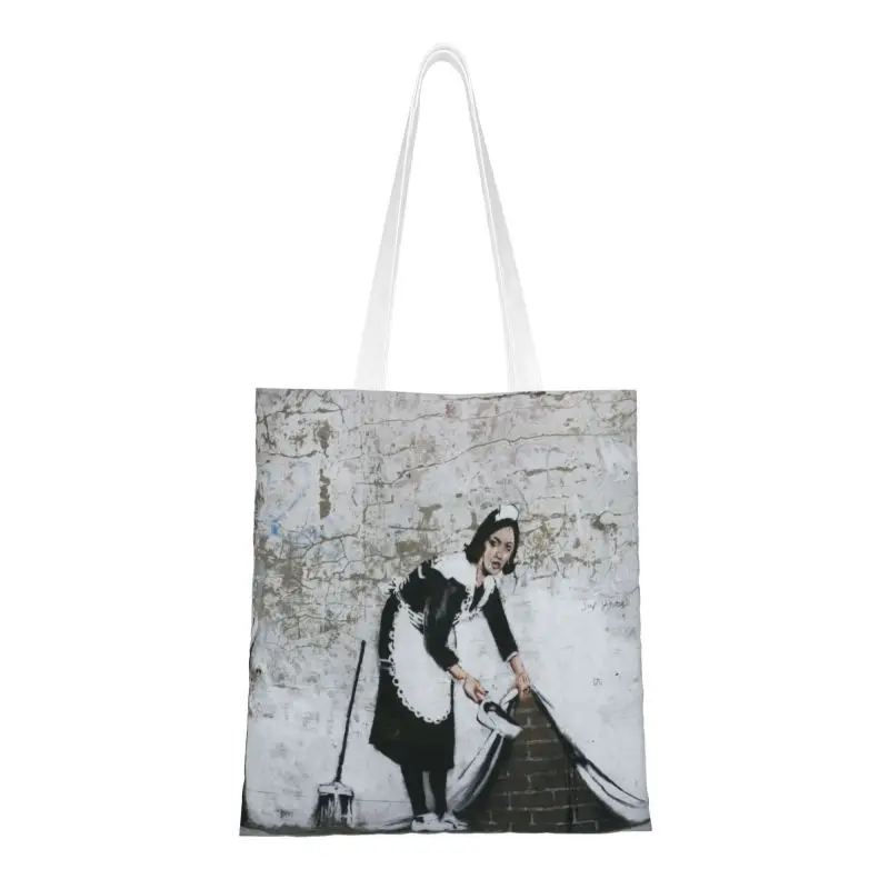 Sweep It Under The Carpet Groceries Tote Shopping Bags Women Funny Banksy Street Pop Art Canvas Shopper Shoulder Bags Handbag