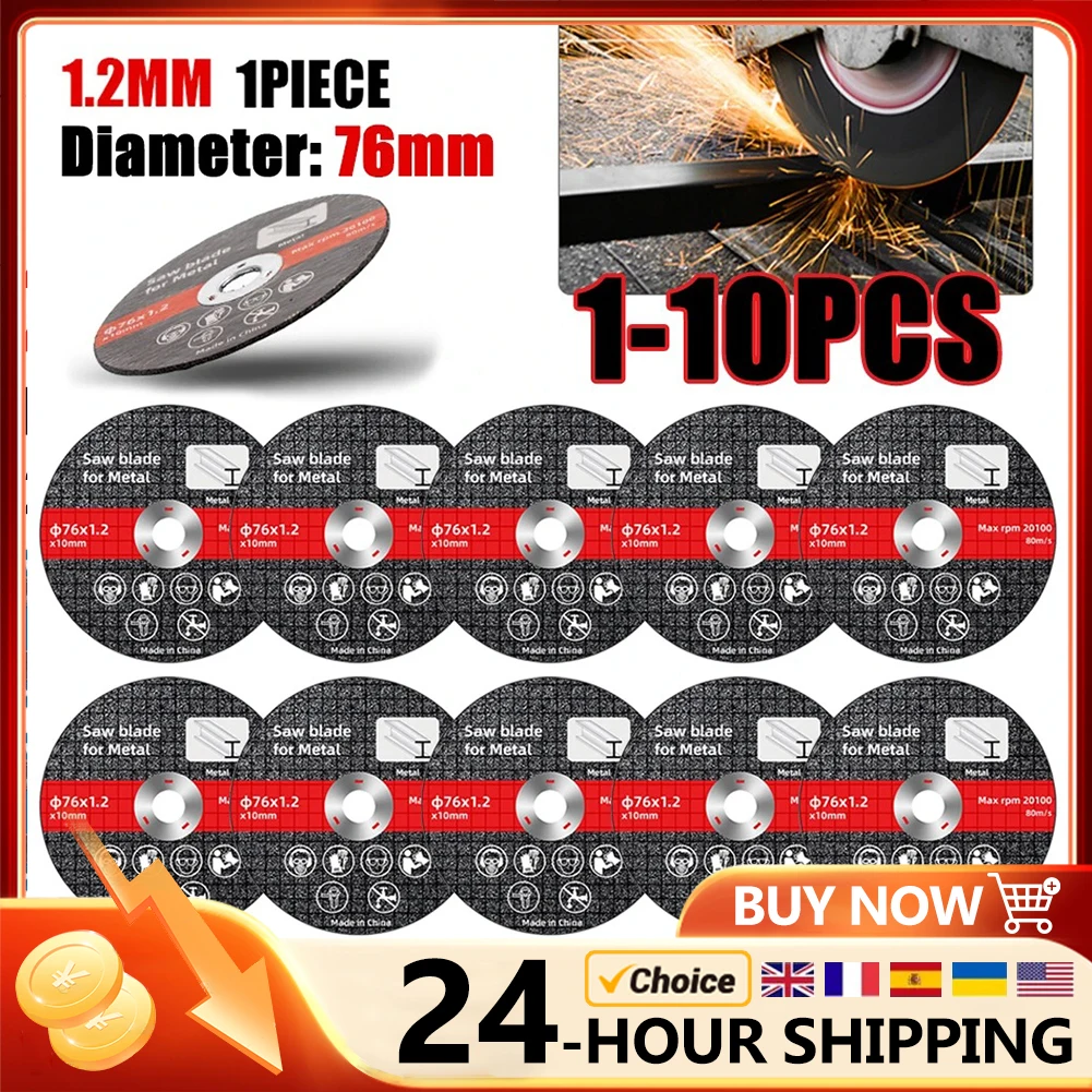 Disco de Corte de Moagem Elétrica Lâmina de Lixar Cortar Rodas do Círculo Lâminas de Serra Acessórios de Moedor de Ângulo 76 mm 10 Pcs 1pc
