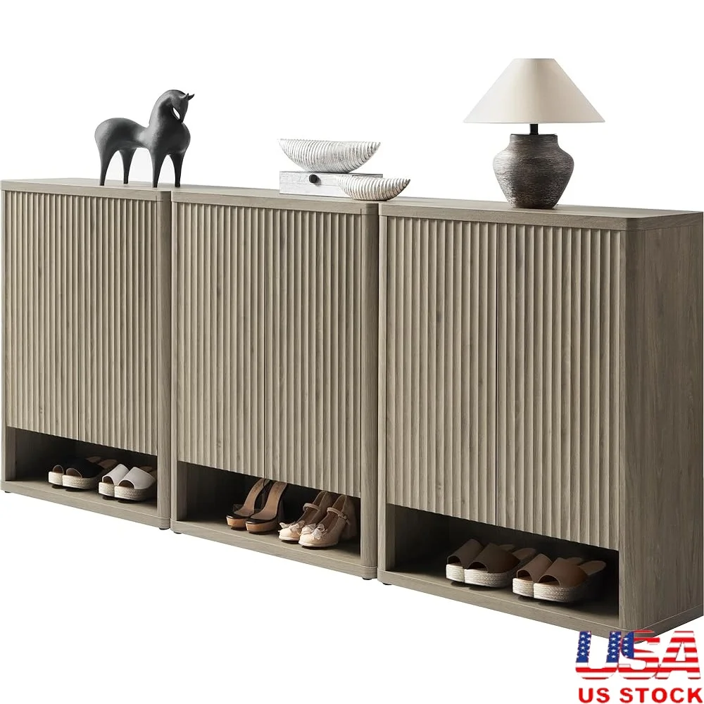 

Modern Shoe Cabinet Organizer Tall 44 Inch Large Storage Rack with Doors 6 Tier Shelves Adjustable Heavy Duty Free Standing