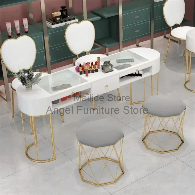 

Nordic Wrought Iron Nail Tables For Commercial Furniture Manicure Table Creative Light Luxury Economical Upscale Mesa Manicura