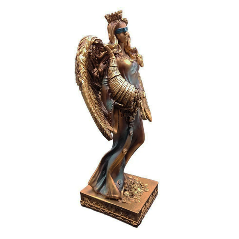 YuryFvna New Lucky Wealth Fortune Destiny Goddesses Mythic With Wings Angel Greek Figurine Sculpture Office Home Decor Ornaments