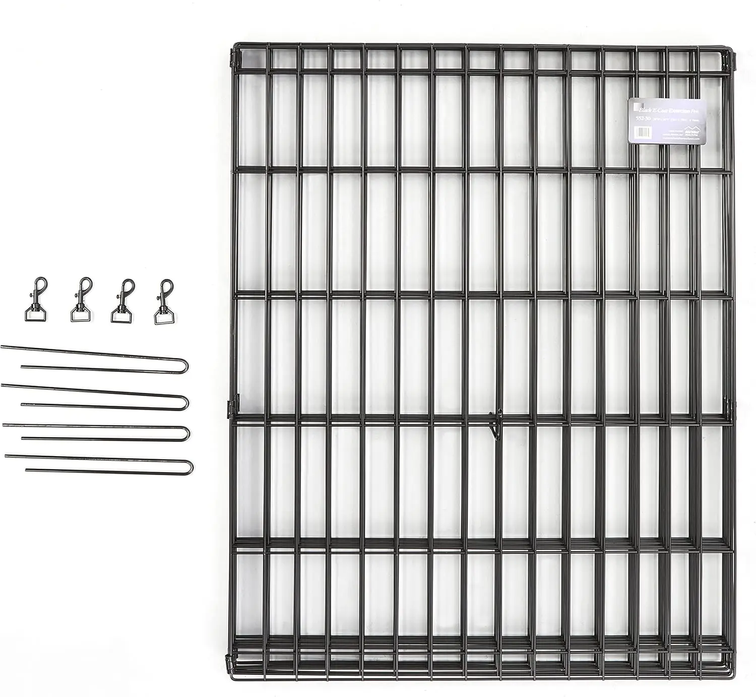 Folding Metal Dog Playpen, Indoor/Outdoor Exercise Pen with No Door, 16 Sq Ft Space, 30-Inch Tall, Black Finish