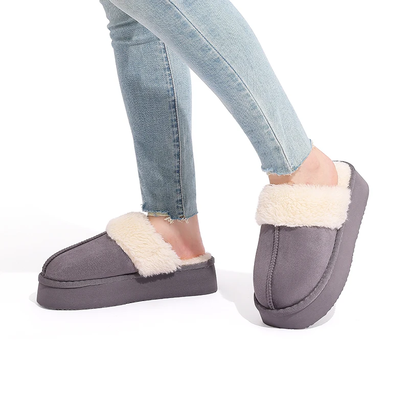 Litfun Fuzzy Platform Slippers For Women Winter Warm House Shoes With Memory Foam Outdoor Anti-Slip Fashion Fur Fluffy Slippers