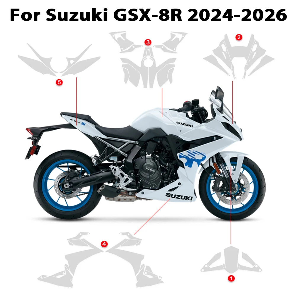 

For SUZUKI GSX-8R 2024-2026 PPF Motorcycle Paint Protection Fits GSX 8R Fairing Protection Clear TPU Anti-scratch Film