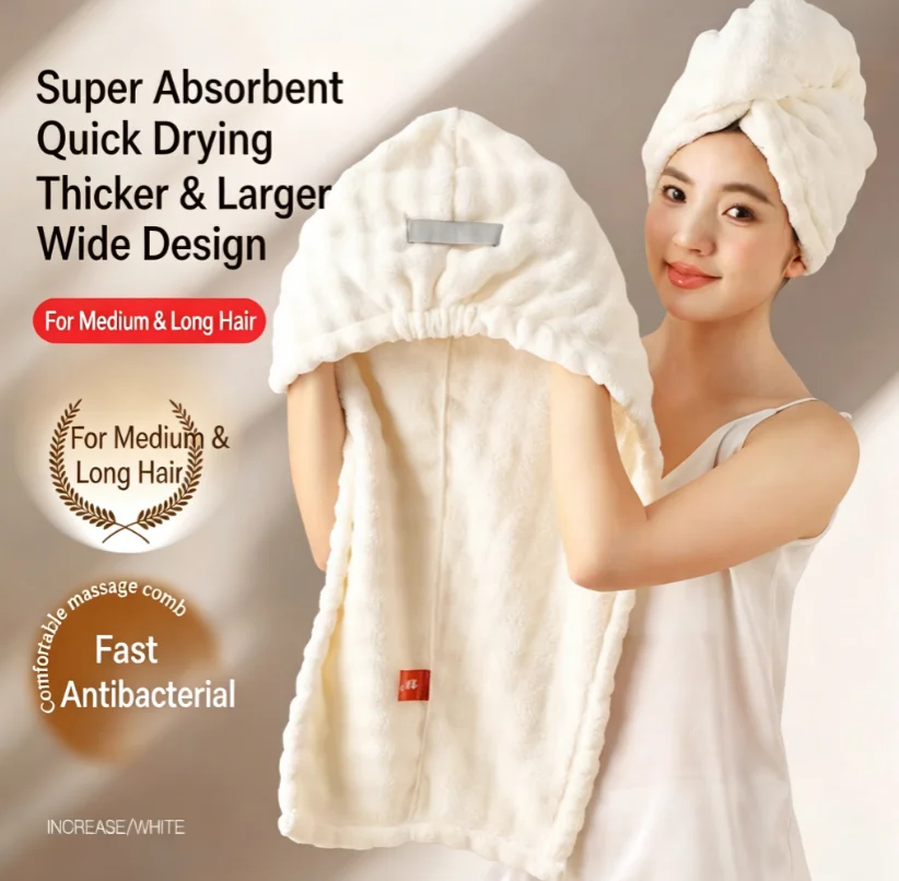 Thickened Hair-Drying Towel And Shower Cap Quick Absorbent Soft Comfortable for Fast Drying after Bath Or Swim