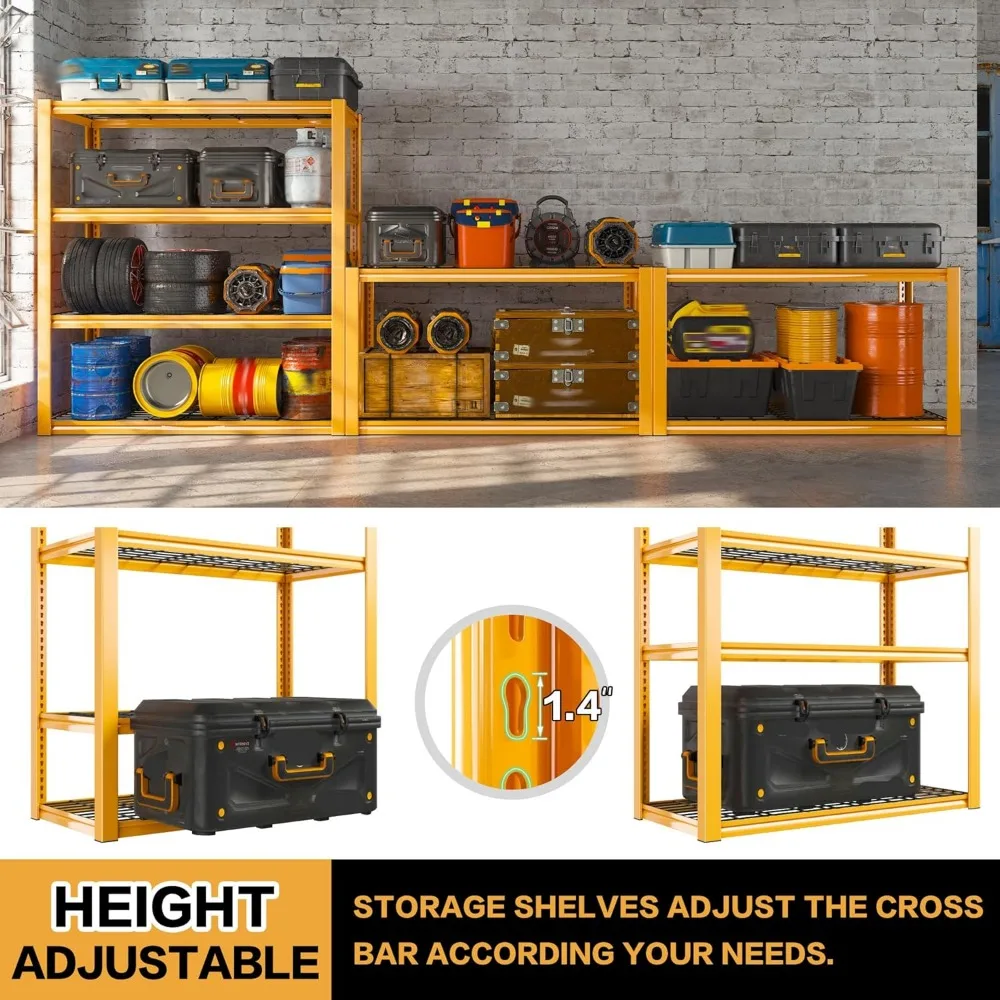 Heavy Duty 4 Tier Metal Storage Shelves for Garage - 2240 LBS Capacity, Adjustable Shelving System