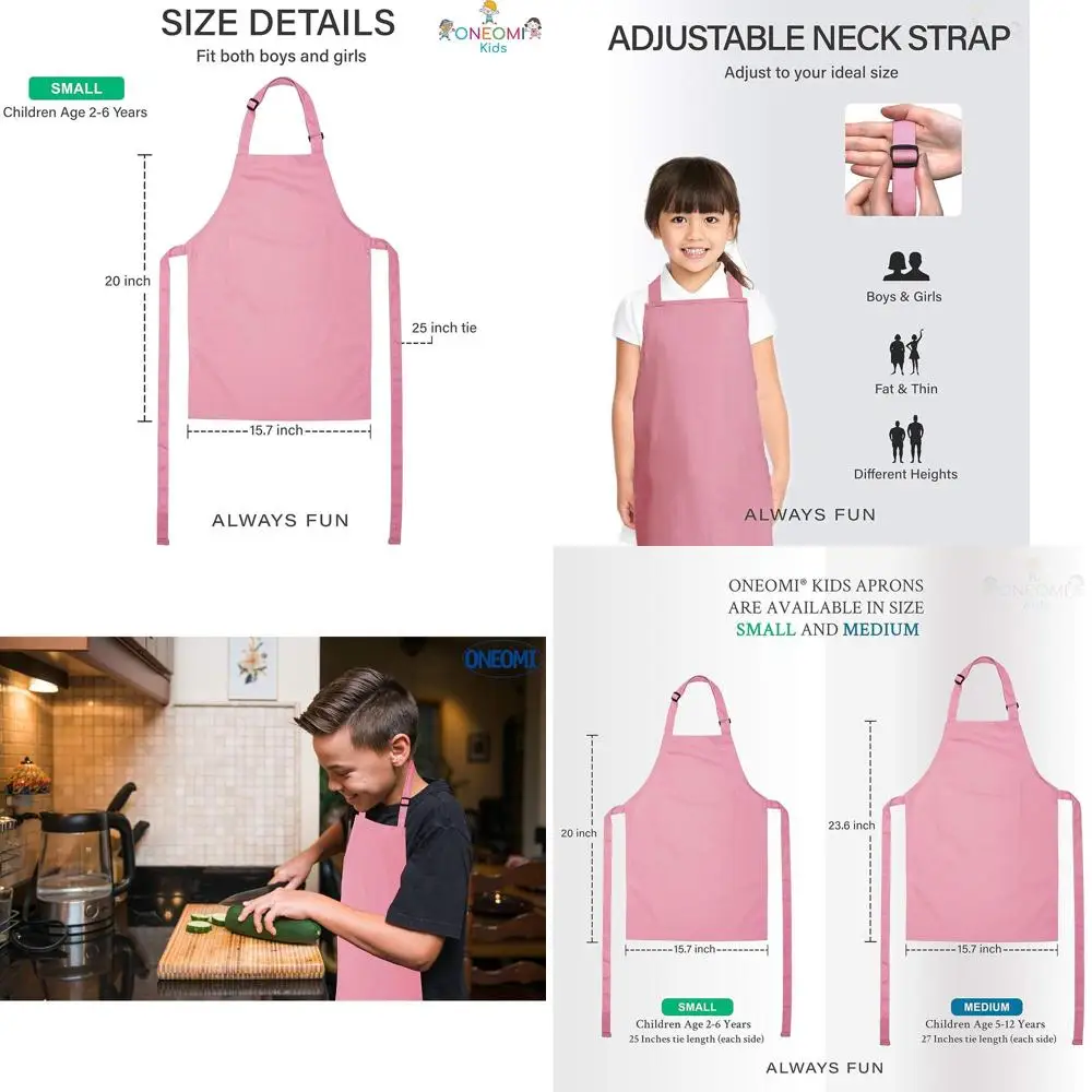 

Cotton Kids' Apron, Small Size, Adjustable Strap for Universal Fit