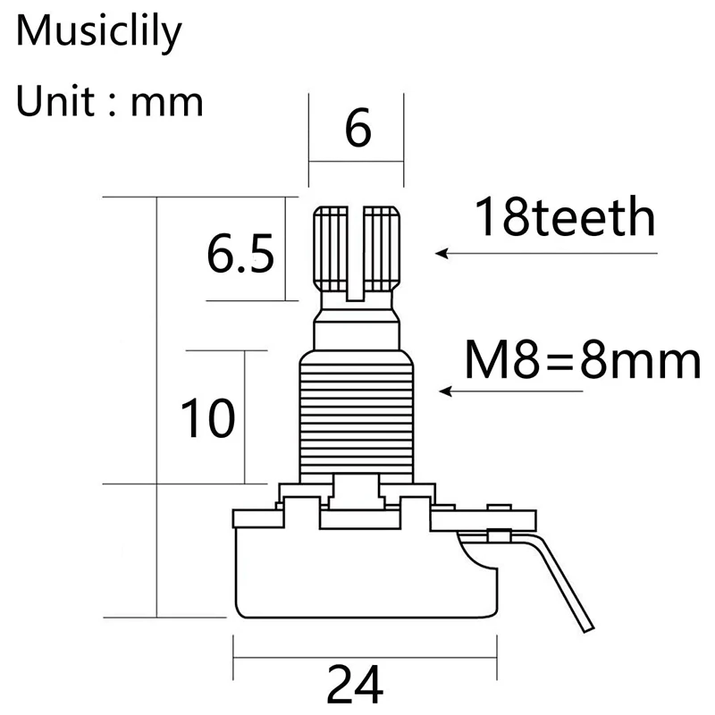 Shaft Full Metric Sized Control Pots A500K Audio Taper Potentiometers Pot for Electric Guitar Bass (Set of 4)