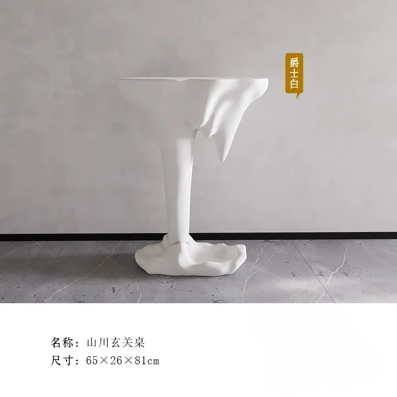 

Entering the home is opposite the foyer against the wall, small size narrow entrance table, modern light luxury end view table