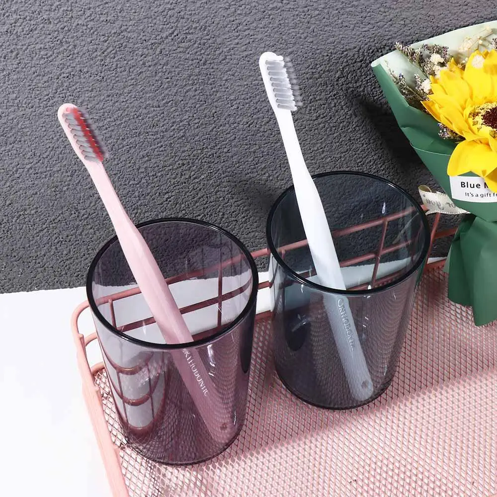 Couples Solid Color Transparent Mouthwash Cup Nordic Style Clear Toothbrush Cup High-capacity Tooth Glass Bathroom