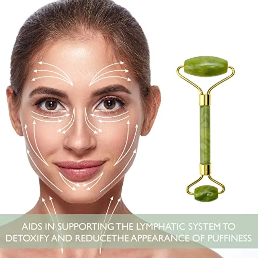 Ice Face Mask + Jade Roller Beauty Roller Face Neck Massage Tool Stone Face Roller Facial Mask Set for Wrinkles Fine Lines Anti