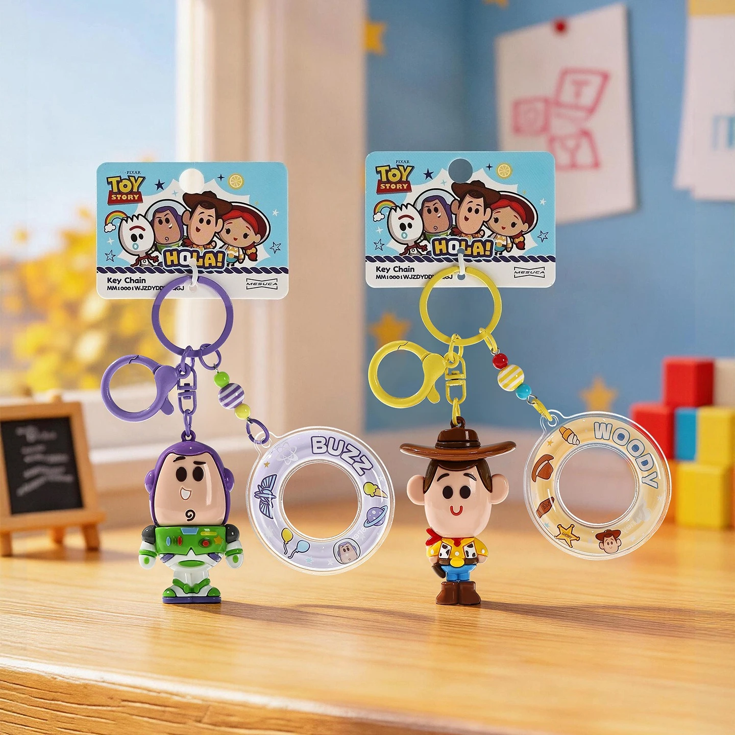 2026 New! Disney Toy Story5 Woody Lilypad Forky with Swim Ring Cute Keychain Buzz Bag Charm Lovely Pendant Mini Gift Cartoon Toy