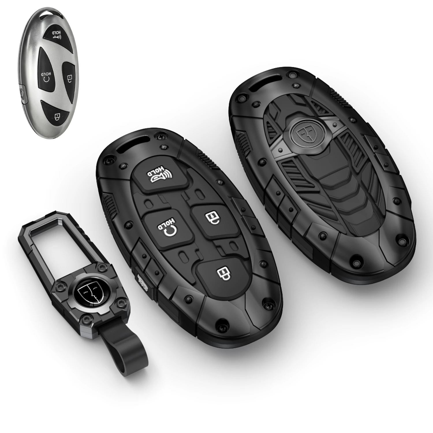 Étui de protection pour clé de voiture en alliage de zinc et silicone avec chaîne pour Hyundai Grandeur GN7 2023 Kona SX2 Ev Ioniq6 Grand Prix 5/7 boutons