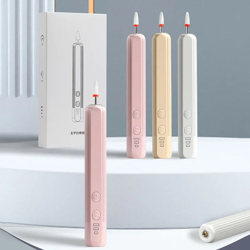 مطحنة مانيكير كهربائية متعددة الوظائف، مزيل أظافر احترافي وتلميع لإزالة الجلد الميت، أدوات مانيكير محمولة