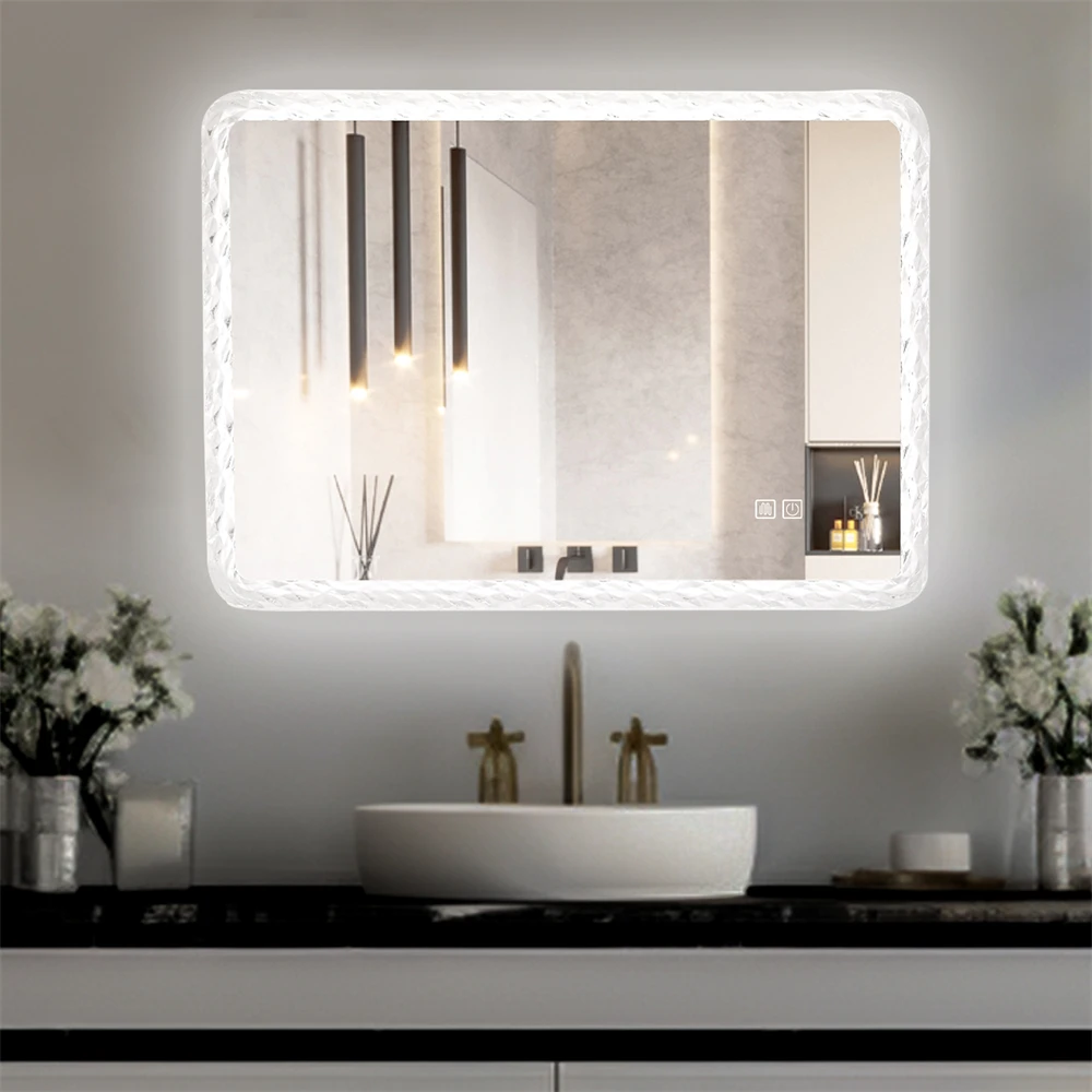 38.5X25 Inches Bathroom Mirror with LED Lights, Smart Mirror with Anti-Fog and Adjustable Brightness, Wall Mount Makeup Mirror