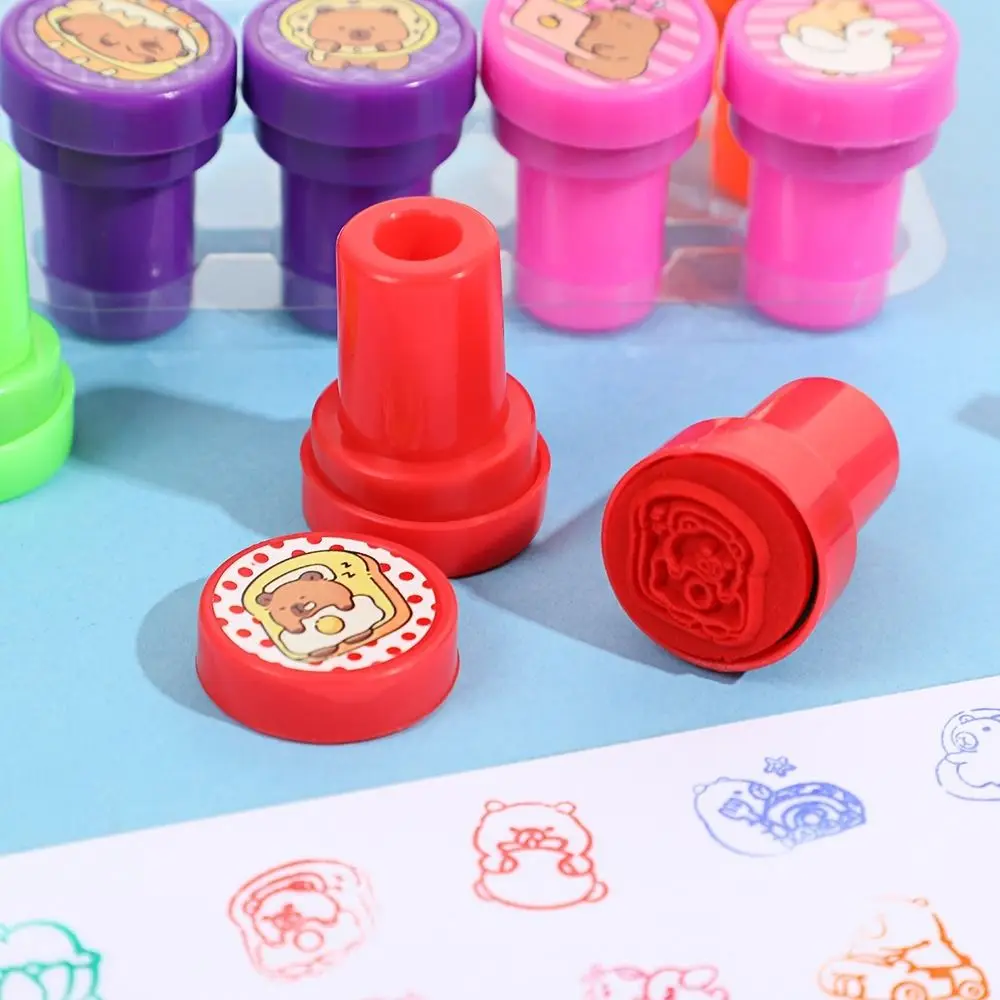 12 Teile/satz Cartoon Kunststoff Selbst-tinte Dichtung DIY Malerei Capybara Muster Capybara Briefmarken Graffiti Gestempelt Spielzeug Studenten