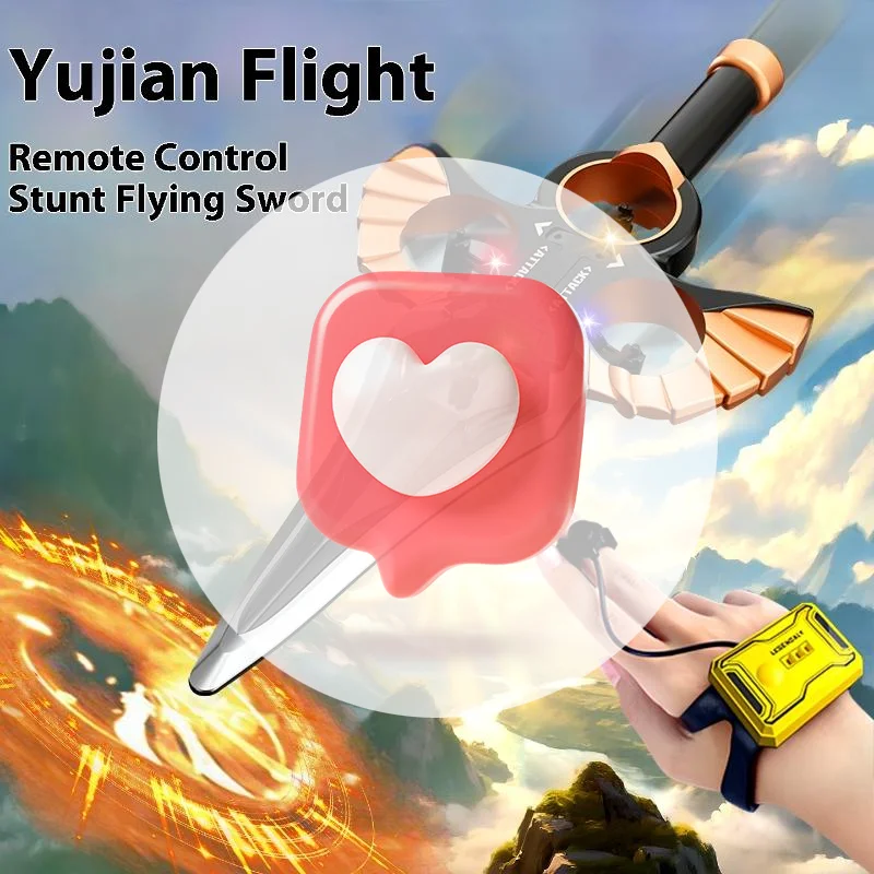 1 مجموعة هدايا الأولاد RC السيف الطائر 4 محاور مقاتلة مع موجة اليد/وضع التحكم وأضواء 360 °   ألعاب طائرة حيلة هوائية قابلة للطي RC #3
