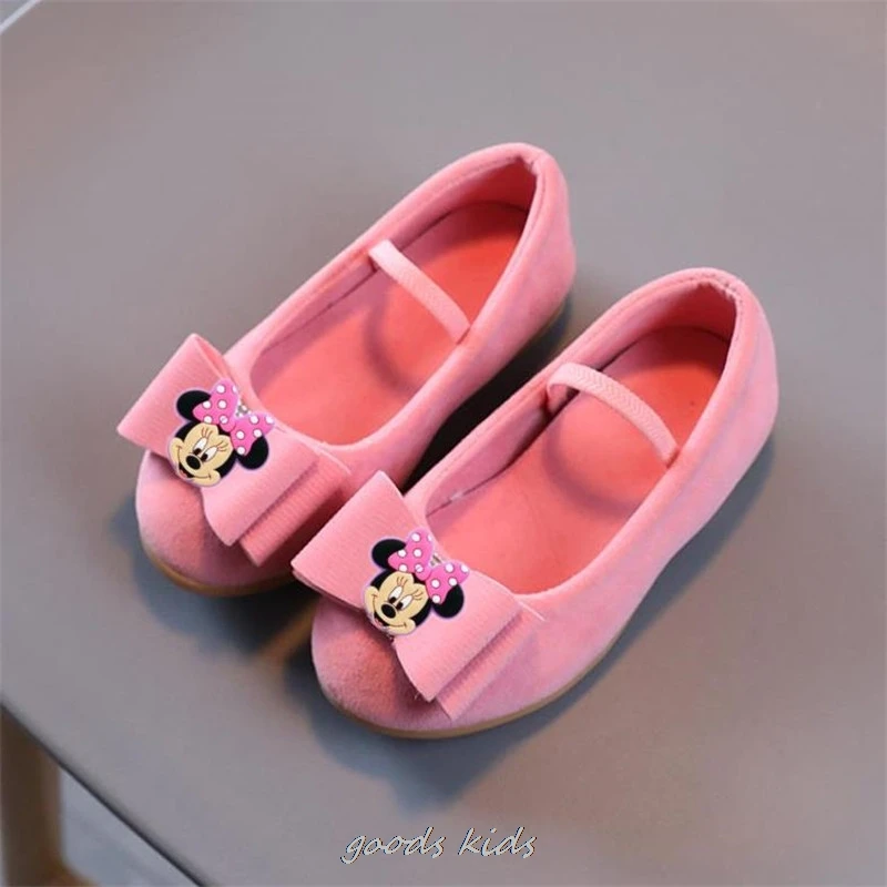 Disney Children Leather Shoes Girls Donald Duck Sandals Summer Student Soft Minnie Kids Flats Sweet Party Fashion Show Shoes