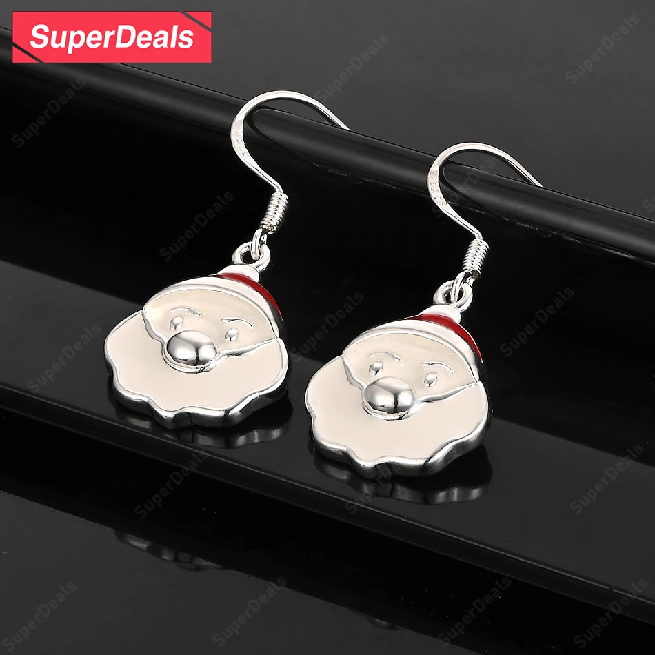 

Серьги-капли SuperDeals из стерлингового серебра 925 пробы с Санта-Клаусом, милые ювелирные изделия, подарок, женские серьги на помолвку, свадьбу, вечеринку, рождественские серьги
