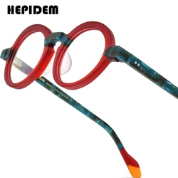 HEPIDEM Acetate Glasses Frame Women Brand Designer Round Nerd Eyeglasses New Men Thick Japanese Handmade Big Size Eyewear 9233