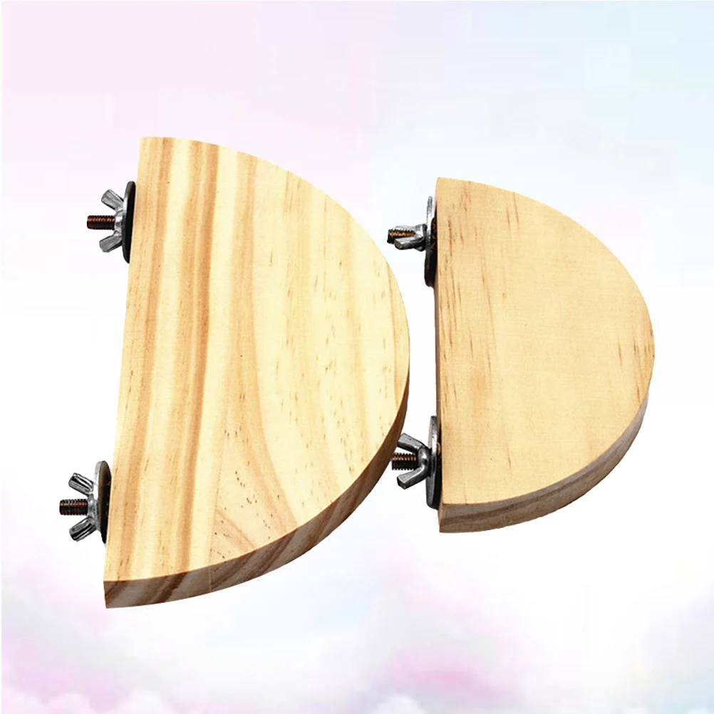 

2Pcs Bird Jumping Platform Combination Natural Wood Semicircle Stands Parrot Small Animals Hamster Play Rest 15cm