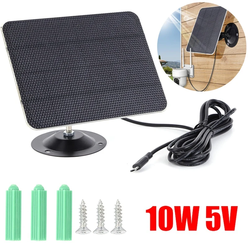 10W 5V USB Solar Panel Charger Kit IPX6 Waterproof 360 Adjustable Bracket For Security Camera Dome Mini Camera