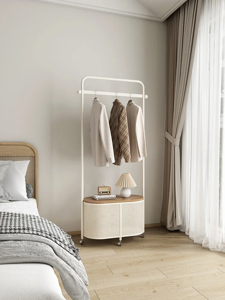 Coat rack floor-to-ceiling bedroom Japanese light luxury wrought iron imitation rattan woven dirty clothes basket Internet