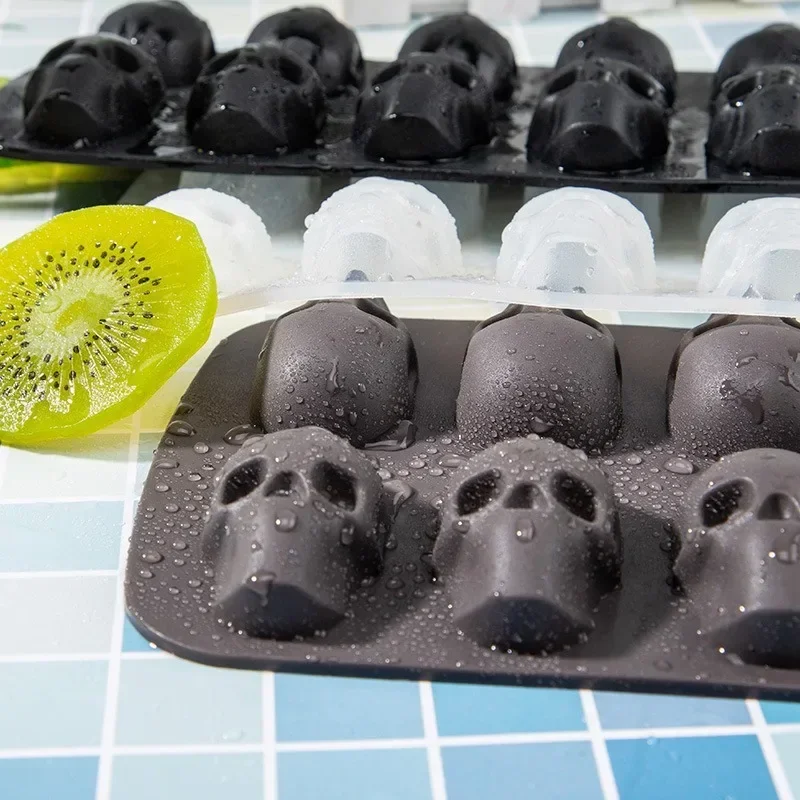 10 Cells 3D Skull Ice Cube Mold Silicone Ice Cube Tray Ice Cube Maker DIY Whiskey Cocktail Ball Mold Chocolate Pastry Mould