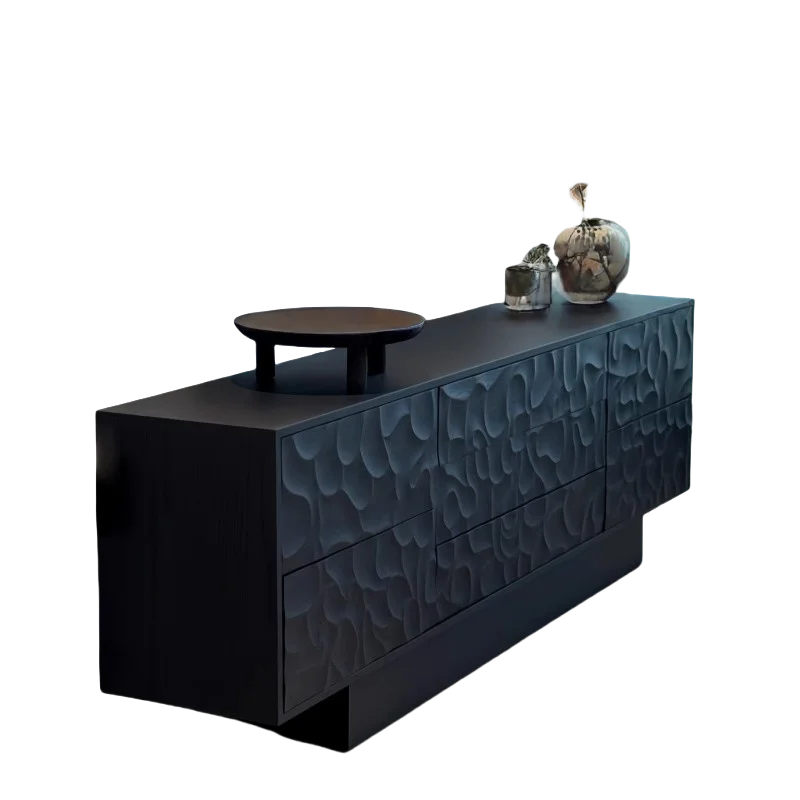 

Итальянский минималистичный дизайнерский комод из массива дерева, тумба под телевизор для виллы, антикварный предмет декора для стены.