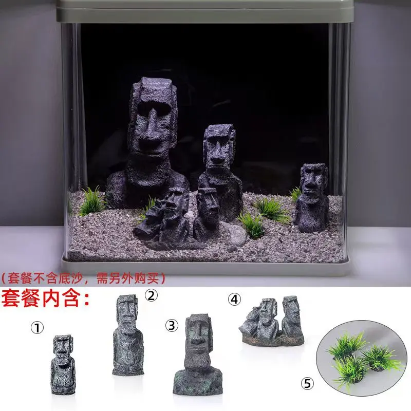 

Aquarium Hiding Cave Decor Set with Fake Rocks and Plants for Fish Tank Landscaping(This product does not include a fish tank)