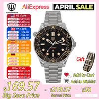 Watchdives WD007 NTTD Automatic Diver Watch NH35/NH38 Movement Luminous Domed Sapphire Crystal Watches 39mm Titanium Watches